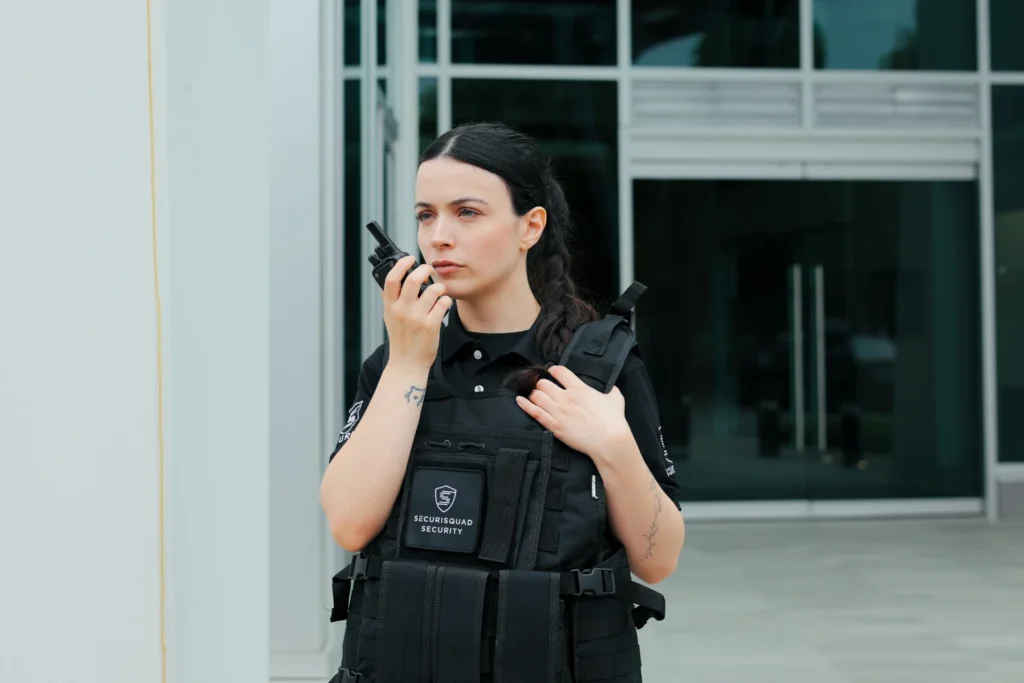 Securisquad security officer conducting a property patrol
